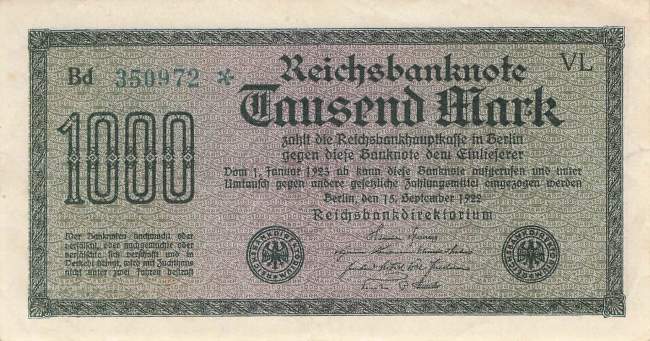1000 Mark 1922 ro.75n VL